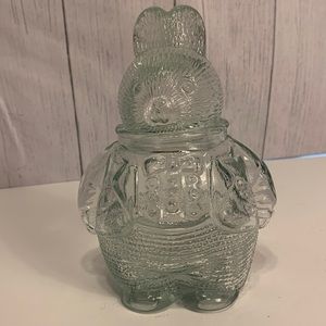 Vintage glass rabbit candy jar.
